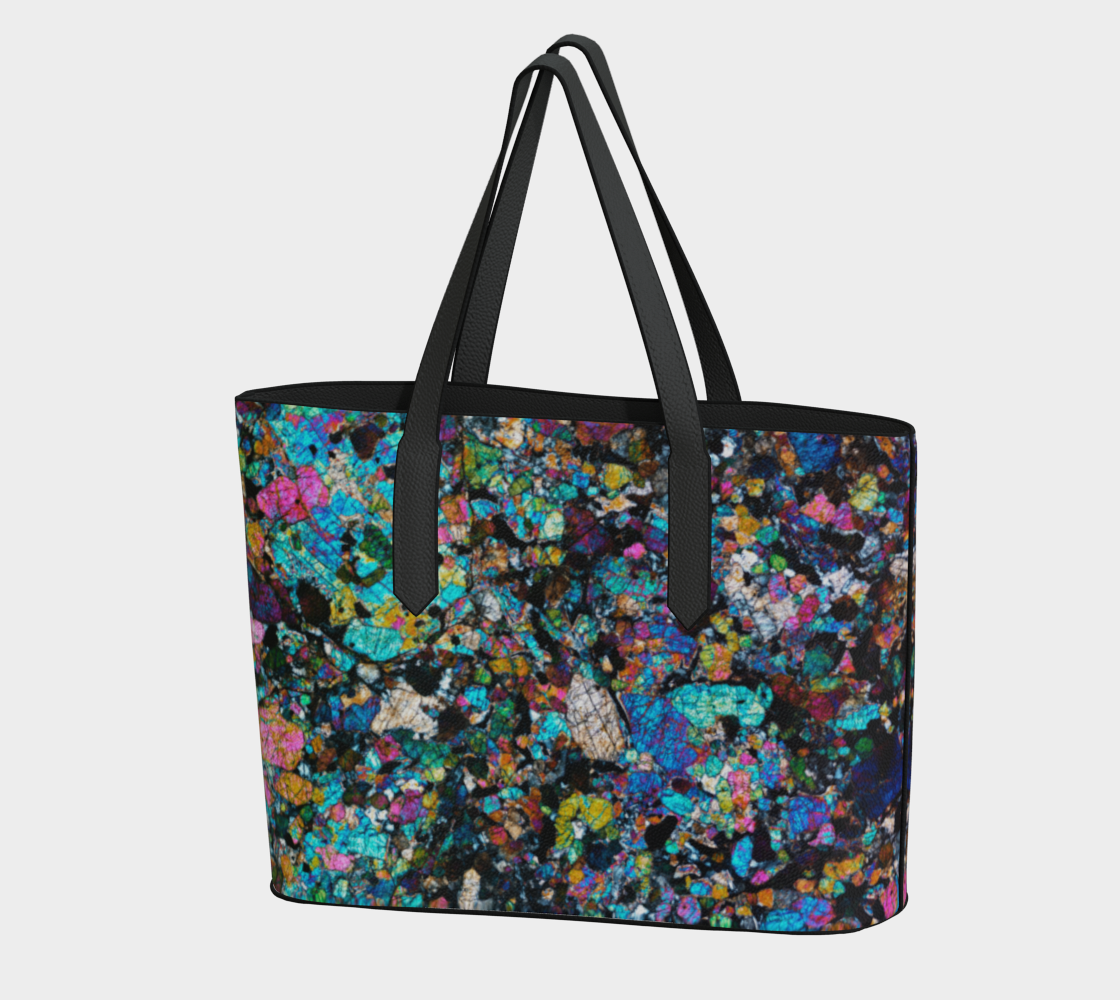 NWA 6950 Lunar Gabbro Meteorite vegan leather tote bag