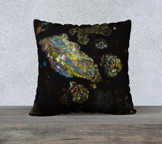 NWA 3118 Carbonaceous Chondrite Meteorite 22"x22" pillow case - barred olivine