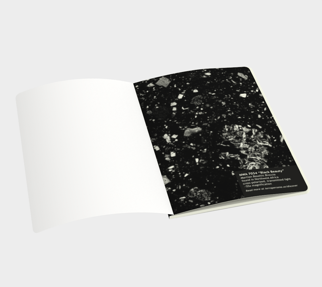NWA 7034 ‘Black Beauty’ Martian Meteorite softcover journal 7.25" x 10"