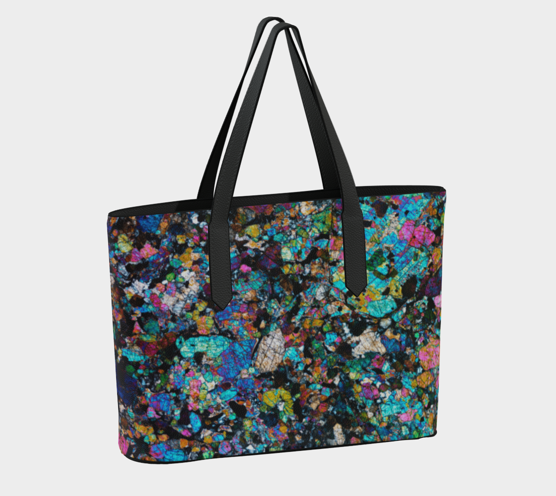 NWA 6950 Lunar Gabbro Meteorite vegan leather tote bag