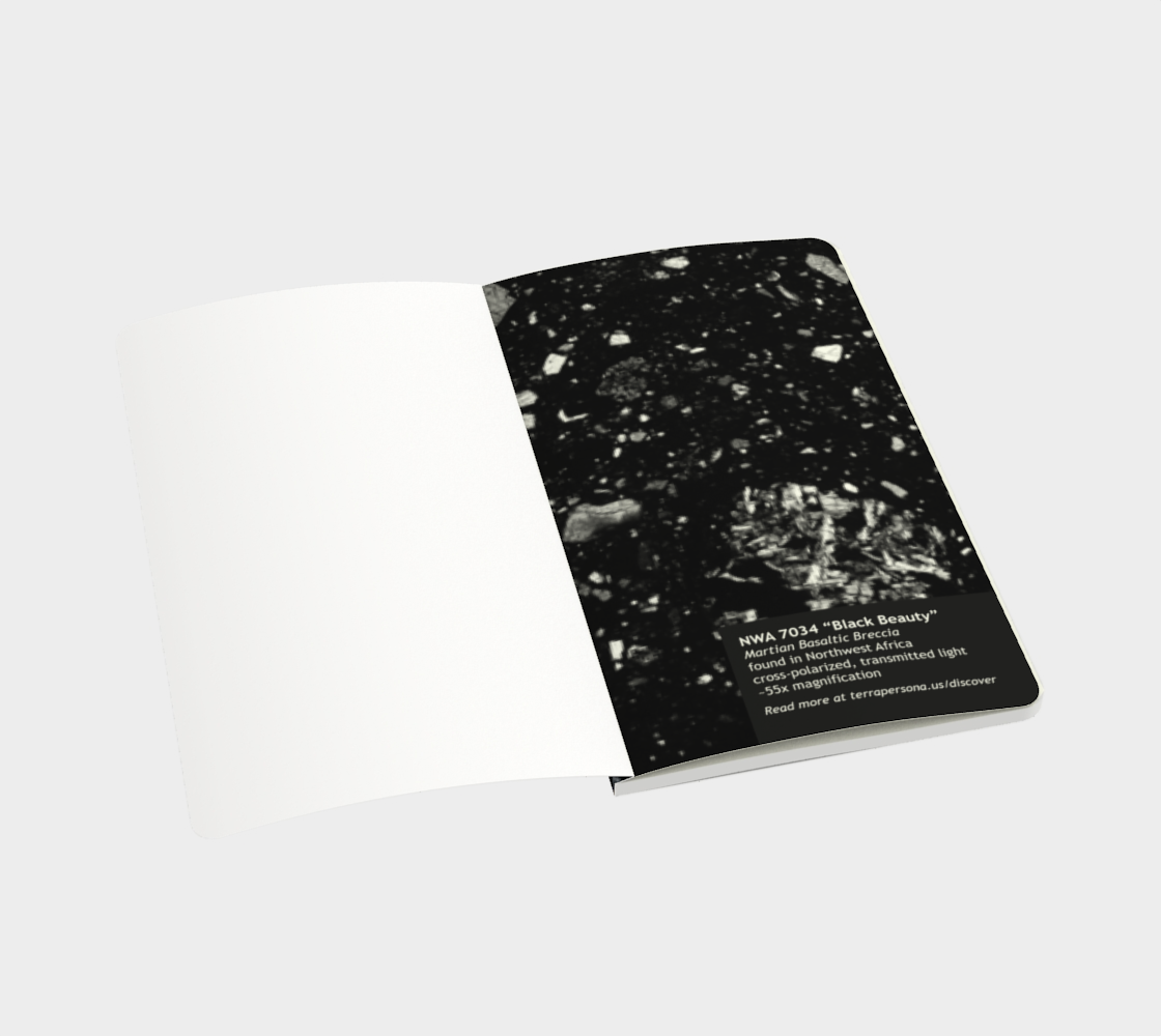 NWA 7034 ‘Black Beauty’ Martian Meteorite softcover journal 5" x 8.25"