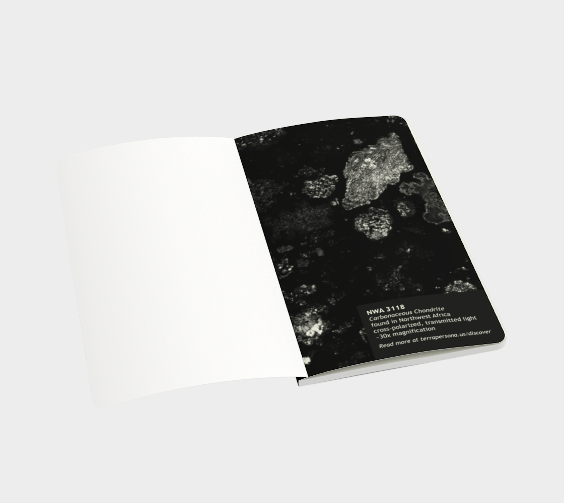 NWA 3118 Carbonaceous Chondrite Meteorite softcover journal 5" x 8.25"